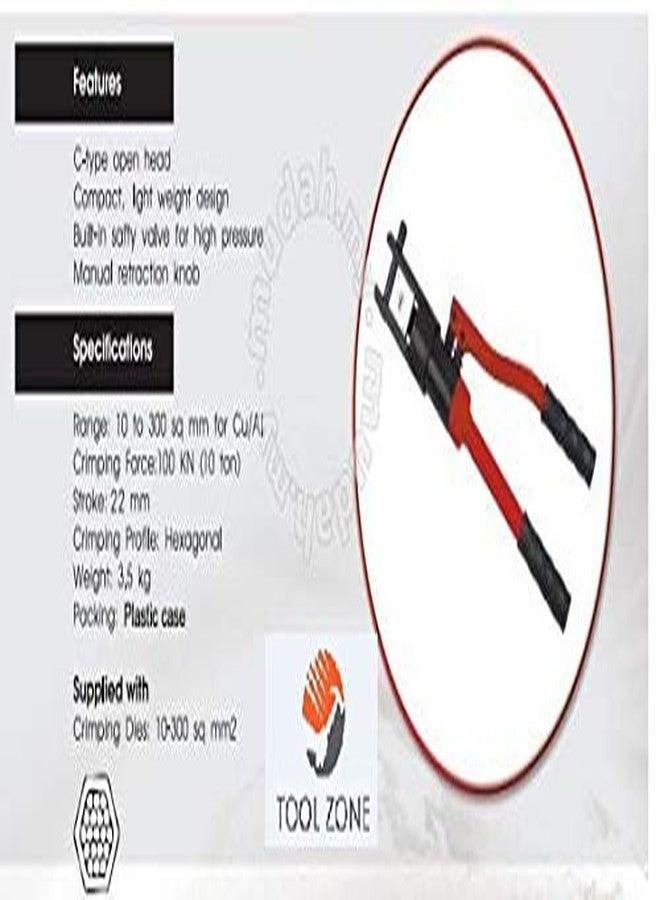 Tool Zone ® 10 Ton Quick Hydraulic Crimping Tools Kit 10-300 sq mm (12 Set of Dies) - Image 3